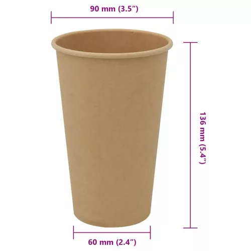 1000 db barna papír kávéscsészék 16oz 400ml