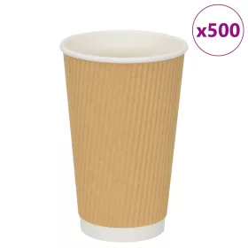 500 db barna papír kávéscsészék 16oz 400ml