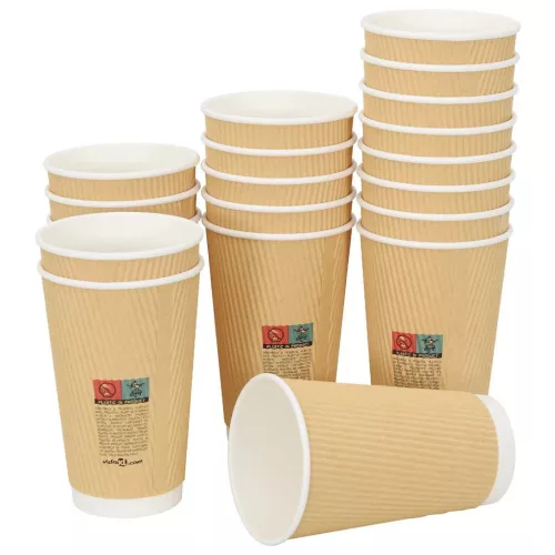 500 db barna papír kávéscsészék 16oz 400ml