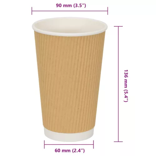 500 db barna papír kávéscsészék 16oz 400ml