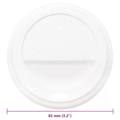 Papír kávéscsésze fedelek Ø80 mm 8oz 1000 db Fehér műanyag