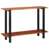 Konzolasztal polcokkal Barna 110 x 30 x 75 cm tömör akácfa
