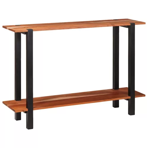 Konzolasztal polcokkal Barna 110 x 30 x 75 cm tömör akácfa