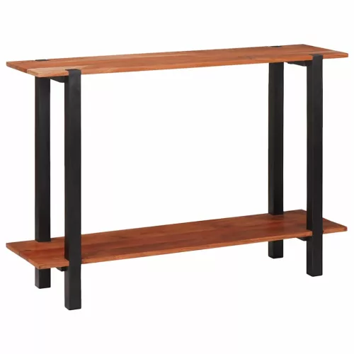 Konzolasztal polcokkal Barna 110 x 30 x 75 cm tömör akácfa