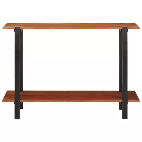 Konzolasztal polcokkal Barna 110 x 30 x 75 cm tömör akácfa