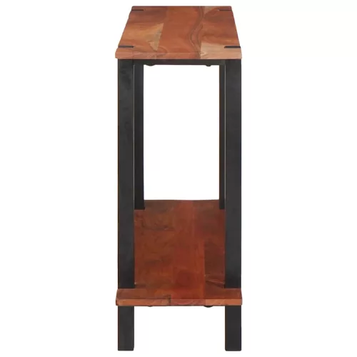 Konzolasztal polcokkal Barna 110 x 30 x 75 cm tömör akácfa