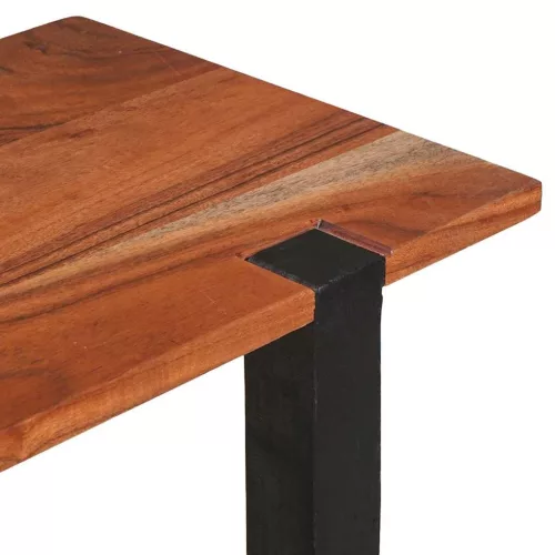 Konzolasztal polcokkal Barna 110 x 30 x 75 cm tömör akácfa