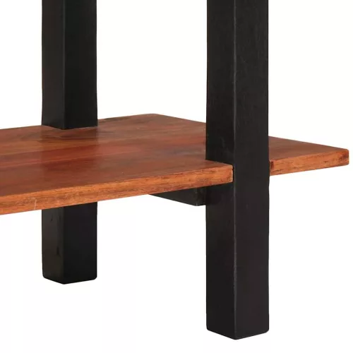 Konzolasztal polcokkal Barna 110 x 30 x 75 cm tömör akácfa