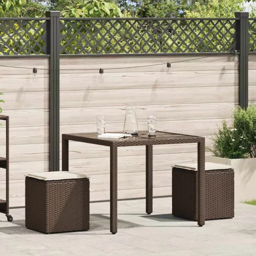 2 db barna polyrattan kerti szék párnával 40x40x43 cm