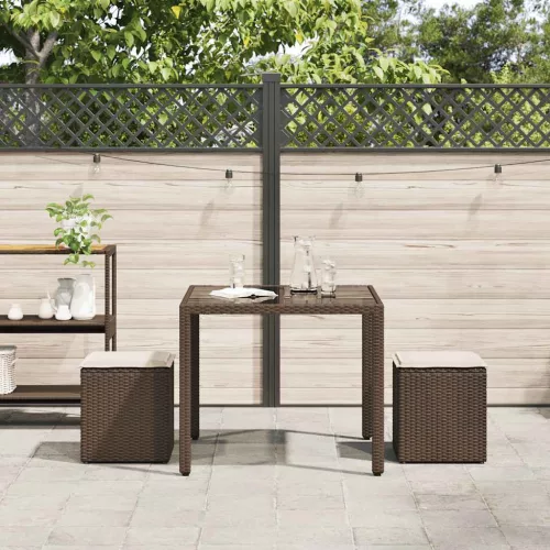2 db barna polyrattan kerti szék párnával 40x40x43 cm