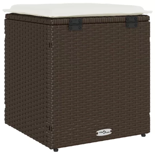 2 db barna polyrattan kerti szék párnával 40x40x43 cm