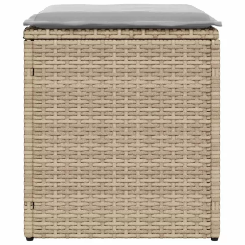 2 db bézs polyrattan kerti szék párnával 40x40x43 cm
