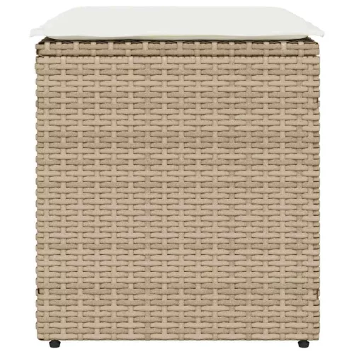2 db bézs polyrattan kerti szék párnával 40x40x43 cm