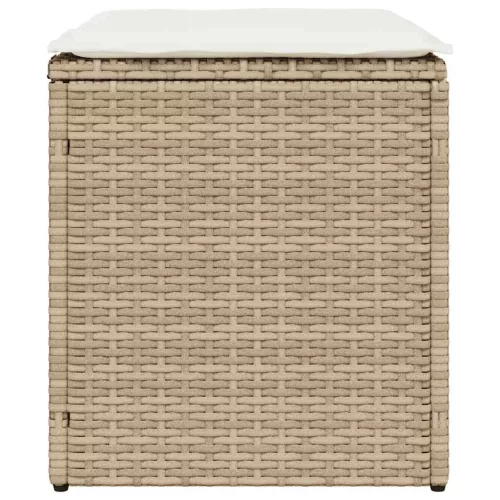 2 db bézs polyrattan kerti szék párnával 40x40x43 cm
