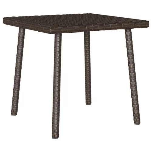 Téglalap barna polyrattan kerti dohányzóasztal 40x40x37cm