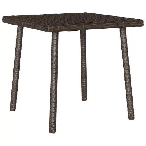 Téglalap barna polyrattan kerti dohányzóasztal 40x40x37cm