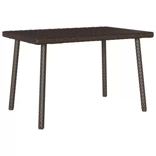 Téglalap barna polyrattan kerti dohányzóasztal 60x40x37cm