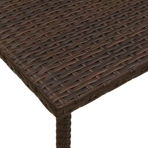 Téglalap barna polyrattan kerti dohányzóasztal 60x40x37cm