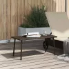 Téglalap barna polyrattan kerti dohányzóasztal 80x40x37cm