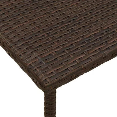 Téglalap barna polyrattan kerti dohányzóasztal 80x40x37cm