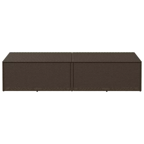 Barna polyrattan kerti tárolóláda 220x50x58 cm