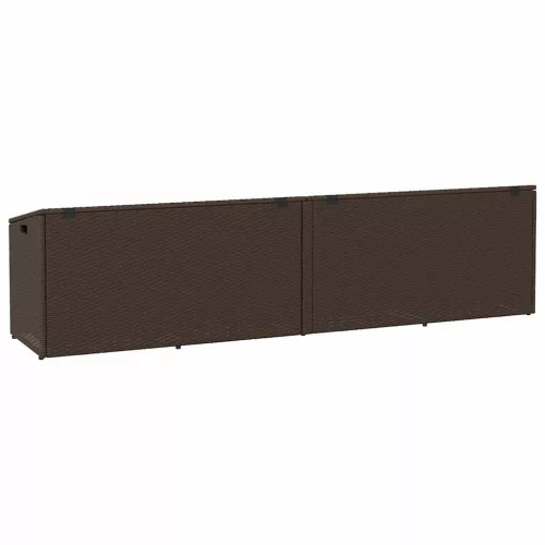 Barna polyrattan kerti tárolóláda 220x50x58 cm