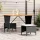 Fekete polyrattan kerti asztal akácfa lappal 105x75x72 cm