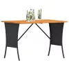 Fekete polyrattan kerti asztal akácfa lappal 105x75x72 cm