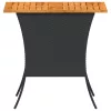 Fekete polyrattan kerti asztal akácfa lappal 105x75x72 cm