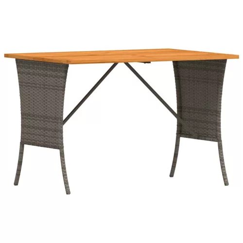 Szürke polyrattan akácfa lapos kerti asztal 105x75x72 cm