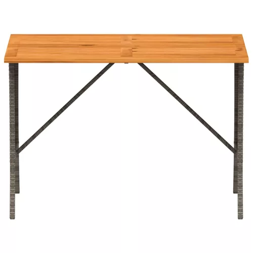 Szürke polyrattan akácfa lapos kerti asztal 105x75x72 cm