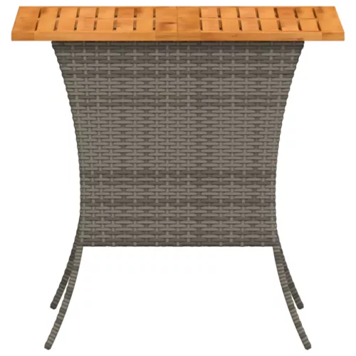 Szürke polyrattan akácfa lapos kerti asztal 105x75x72 cm