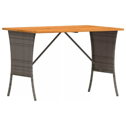 Szürke polyrattan akácfa lapos kerti asztal 105x75x72 cm