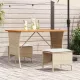 Bézs polyrattan akácfa lapos kerti asztal 105x75x72 cm