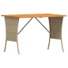 Bézs polyrattan akácfa lapos kerti asztal 105x75x72 cm