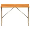 Bézs polyrattan akácfa lapos kerti asztal 105x75x72 cm