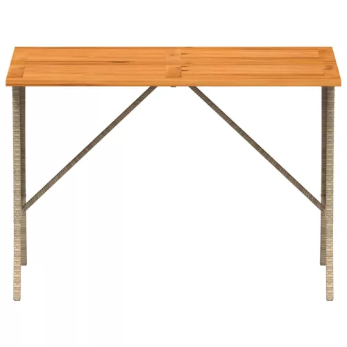 Bézs polyrattan akácfa lapos kerti asztal 105x75x72 cm