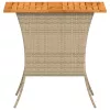 Bézs polyrattan akácfa lapos kerti asztal 105x75x72 cm