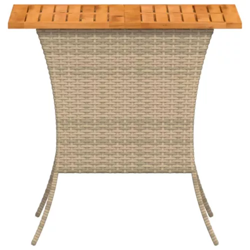 Bézs polyrattan akácfa lapos kerti asztal 105x75x72 cm