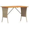 Bézs polyrattan akácfa lapos kerti asztal 105x75x72 cm