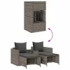 5 részes polyrattan kerti kanapé garnitúra párnákkal stackable