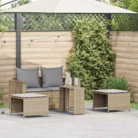   5 részes polyrattan kerti kanapé garnitúra párnákkal stackable