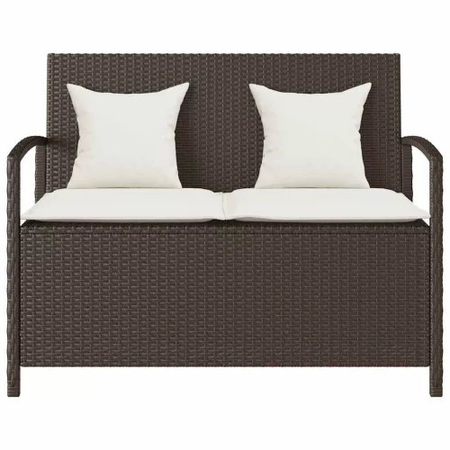 Barna polyrattan kerti tárolópad párnával