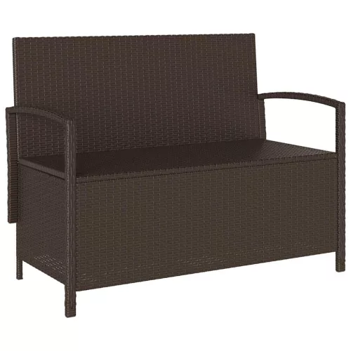 Barna polyrattan kerti tárolópad párnával
