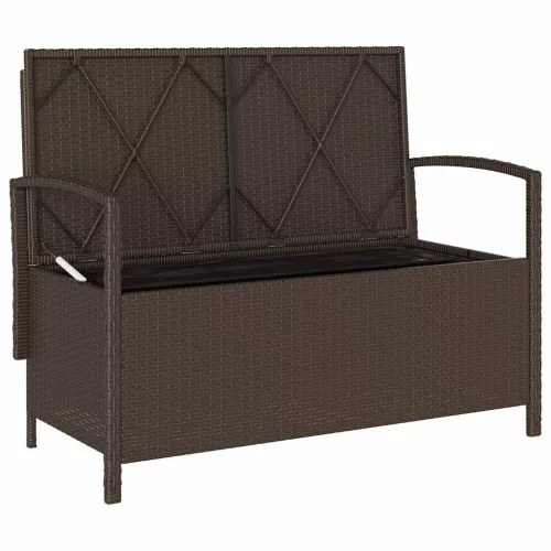 Barna polyrattan kerti tárolópad párnával