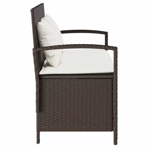 Barna polyrattan kerti tárolópad párnával