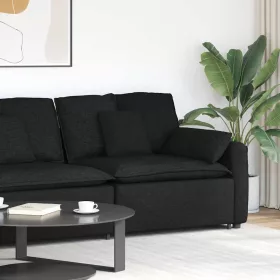   Fekete moduláris kanapé karfás végmodul párnákkal 100 cm