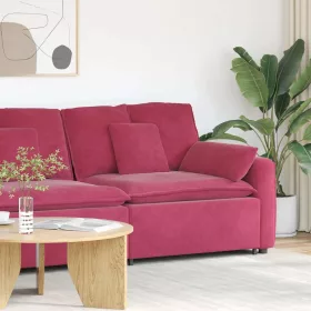   Borvörös moduláris kanapé karfás végmodul párnákkal 100 cm
