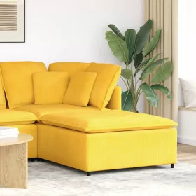   Világossárga moduláris kanapé lábzsámoly modul 100x100x48 cm