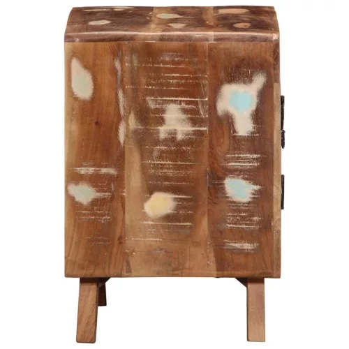 Éjjeliszekrény 2 db 40x32x46 cm tömör újrahasznosított fa